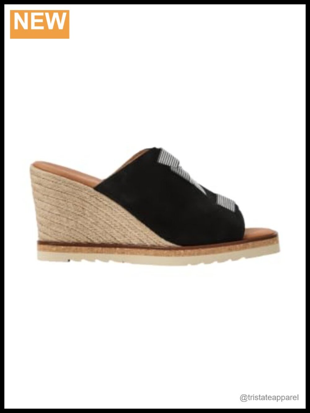 Wedge Sandal Square Toe Slip On Suede Cushioned Insole